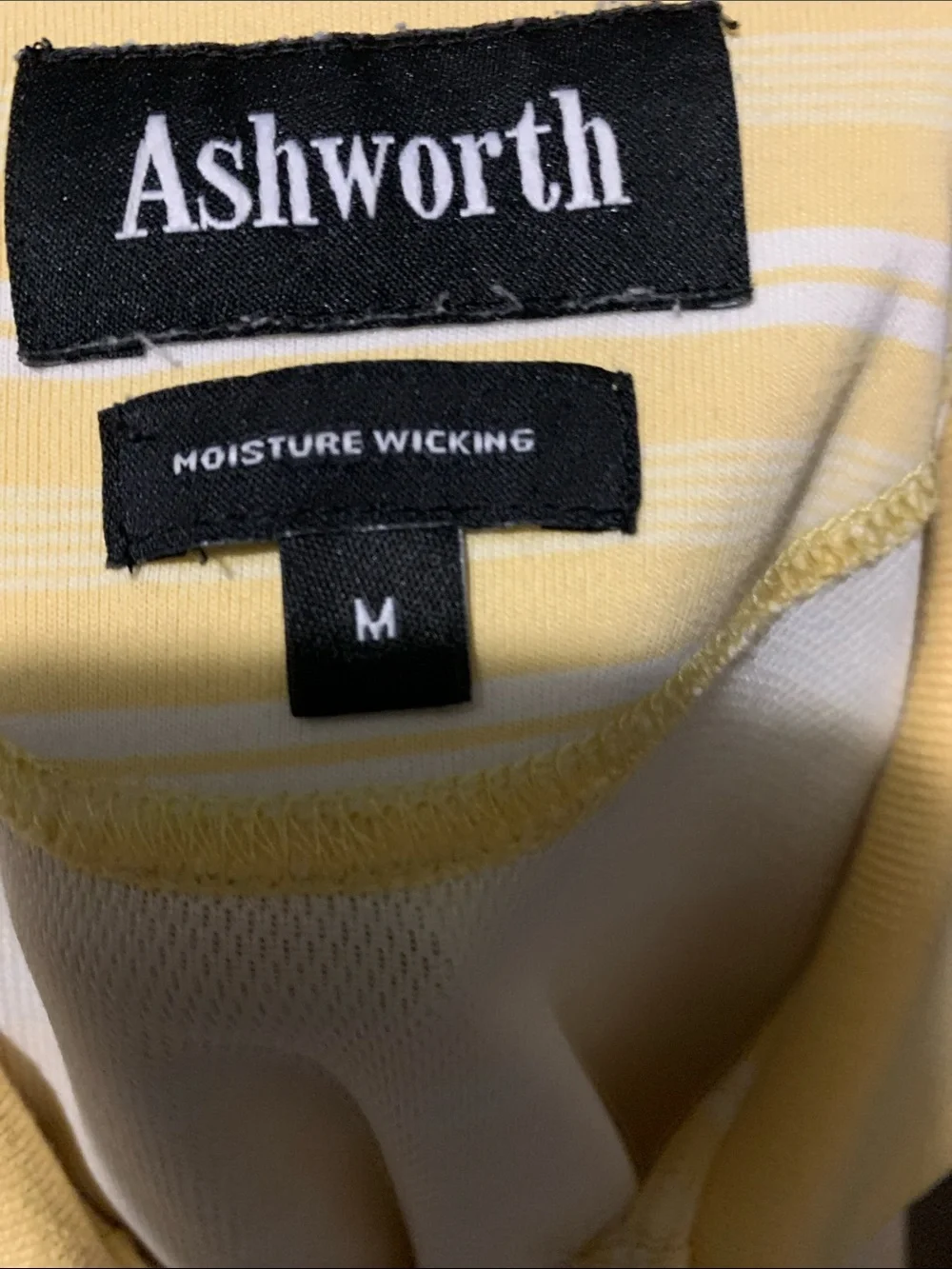 Ashworth Yellow and White Striped Men’s Polo Shirt